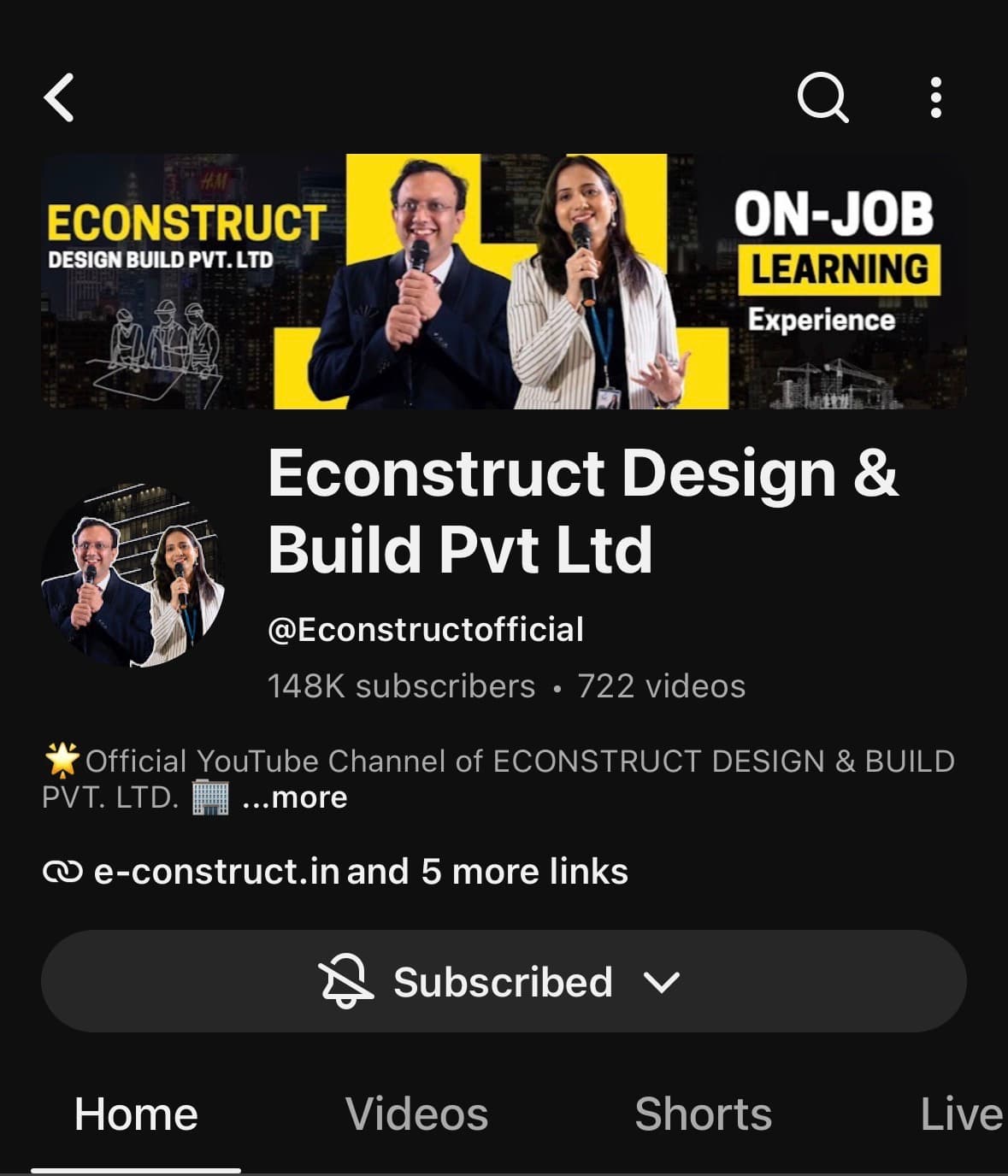 YouTube profile for Econstruct Design and Build